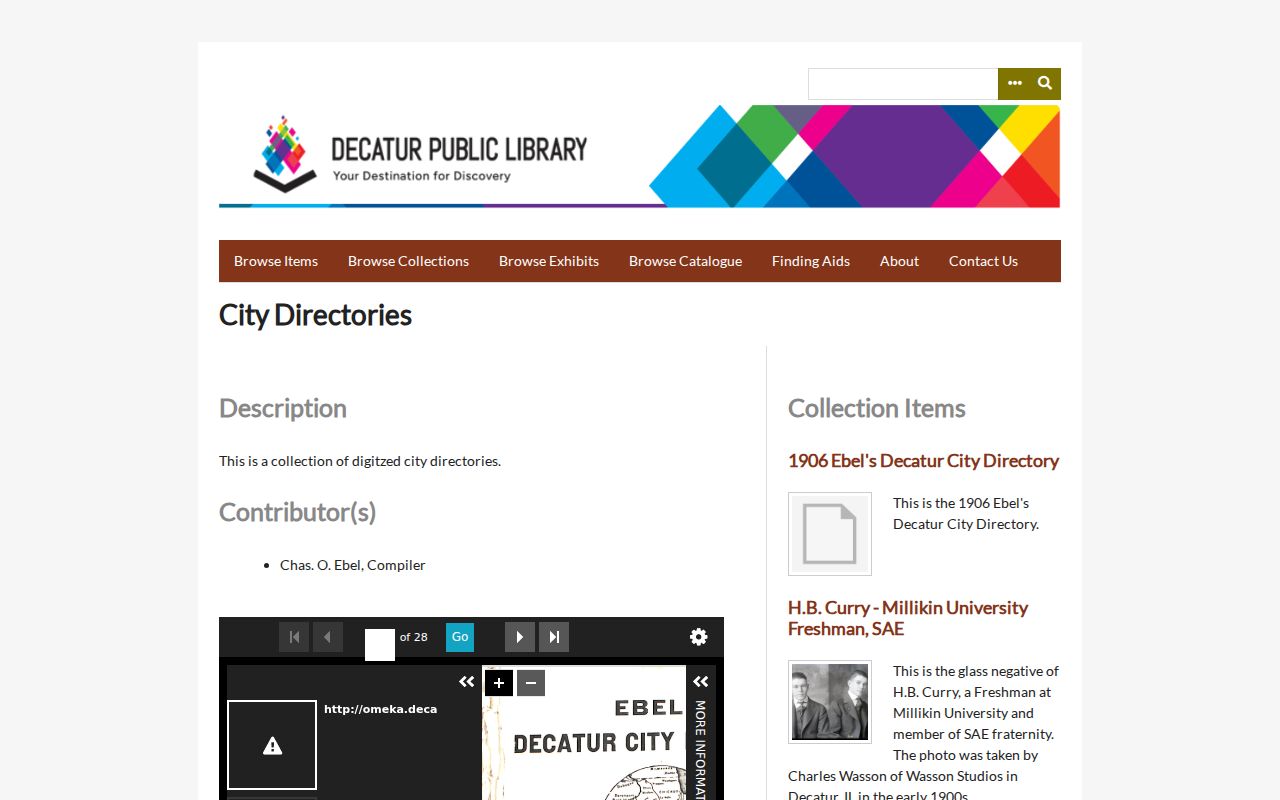 Decatur Public Library digitized city directory collection page