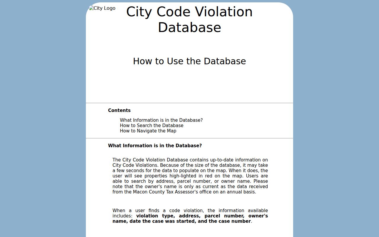 Decatur active code-case map help for address, parcel, and owner searches