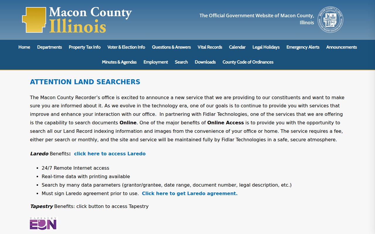 Macon County Recorder services and deed-search access routes