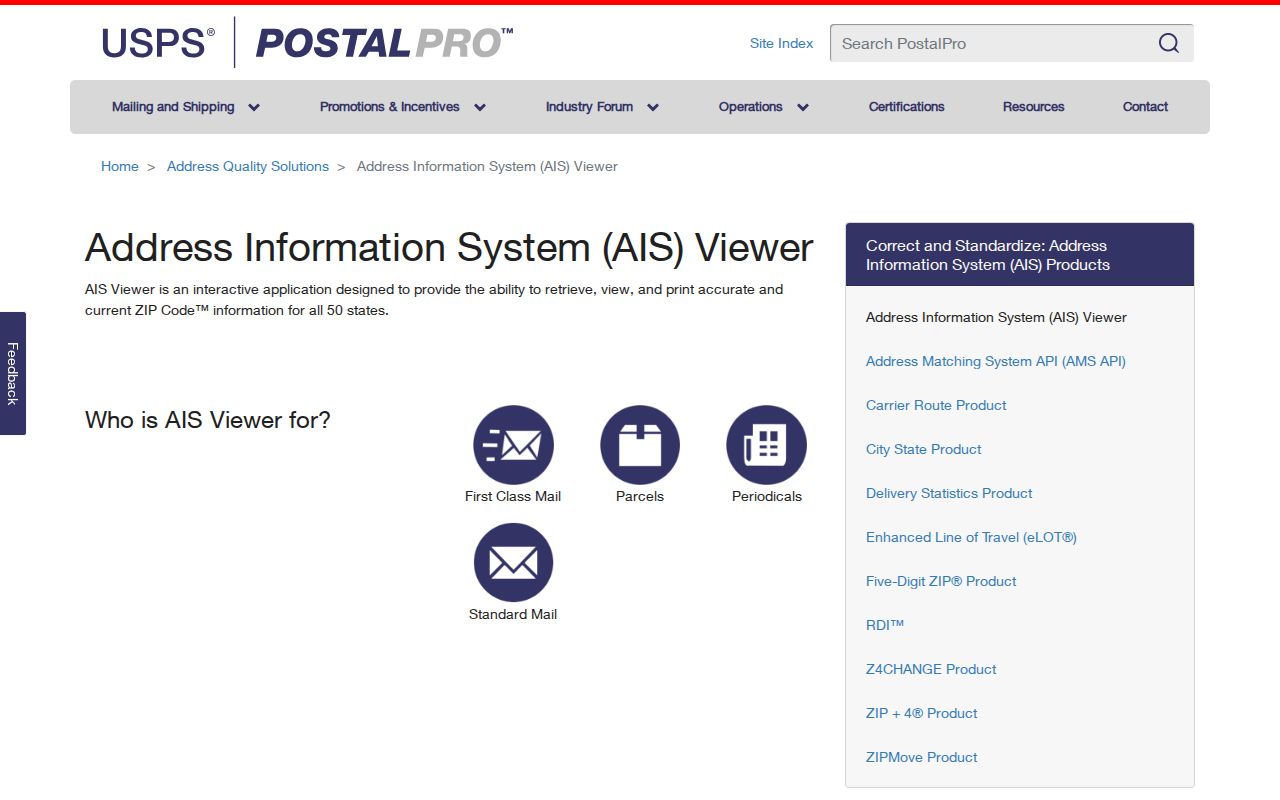 USPS AIS Viewer address and ZIP search modes